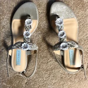 7.5 worn ONCE indoors Betsey Johnson embellished sandal.
